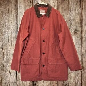 Vintage LL Bean Barn Jacket Chore Coat Flannel Lined Canvas Corduroy Collar Cuff